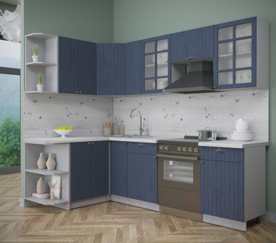 Кухонный гарнитур Интерлиния Берес 1.5x2.5 левая (дуб королевский/бискайская сосна)