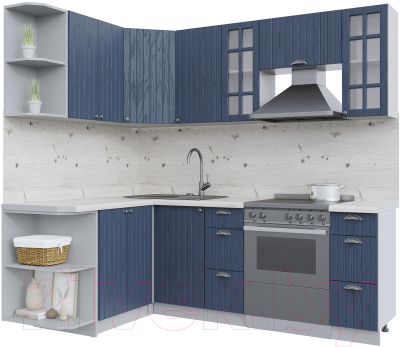 Кухонный гарнитур Интерлиния Берес 1.5x2.2 левая (дуб королевский/бискайская сосна) - фото