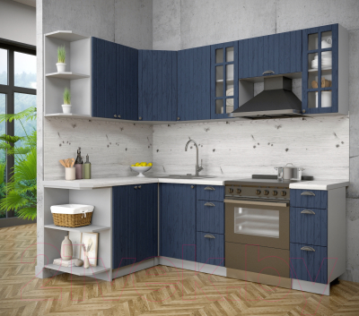 Кухонный гарнитур Интерлиния Берес 1.5x2.2 левая (дуб королевский/бискайская сосна)