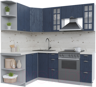 Кухонный гарнитур Интерлиния Берес 1.5x2.1 левая (дуб королевский/бискайская сосна) - фото