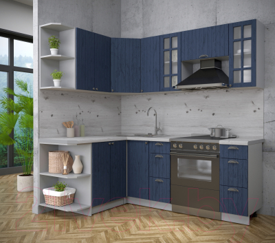 Кухонный гарнитур Интерлиния Берес 1.5x2.1 левая (дуб королевский/бискайская сосна)