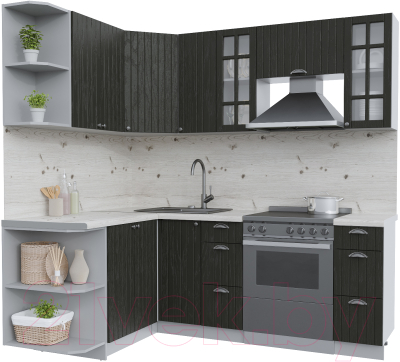 Кухонный гарнитур Интерлиния Берес 1.5x2.1 левая (дуб английский/бискайская сосна) - фото