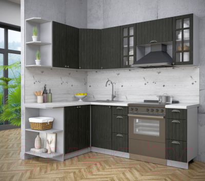 Кухонный гарнитур Интерлиния Берес 1.5x2.2 левая (дуб английский/бискайская сосна)