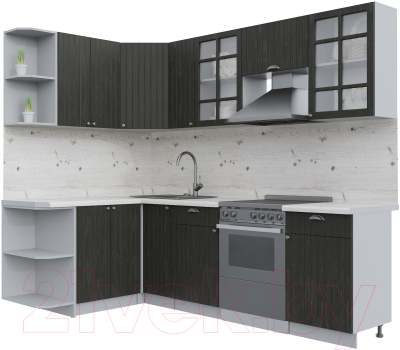 Кухонный гарнитур Интерлиния Берес 1.5x2.5 левая (дуб английский/бискайская сосна) - фото