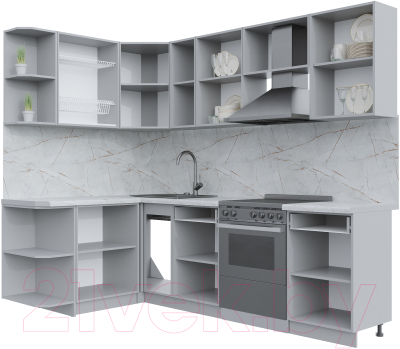 Кухонный гарнитур Интерлиния Берес 1.5x2.5 левая (дуб английский/бискайская сосна)