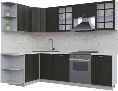 Кухонный гарнитур Интерлиния Берес 1.5x2.6 левая (дуб английский/бискайская сосна) - фото