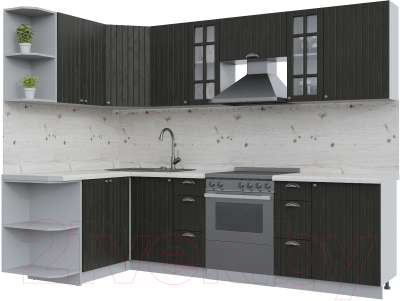 Кухонный гарнитур Интерлиния Берес 1.5x2.7 левая (дуб английский/бискайская сосна) - фото