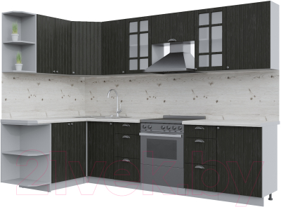 Кухонный гарнитур Интерлиния Берес 1.5x2.9 левая (дуб английский/бискайская сосна) - фото