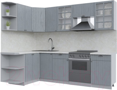 Кухонный гарнитур Интерлиния Берес 1.5x2.6 левая (дуб серый/опал светлый) - фото