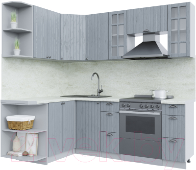 Кухонный гарнитур Интерлиния Берес 1.5x2.2 левая (дуб серый/опал светлый) - фото