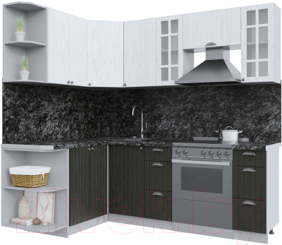 Кухонный гарнитур Интерлиния Берес 1.5x2.2 левая (дуб английский/дуб полярный/кастилло темный) - фото