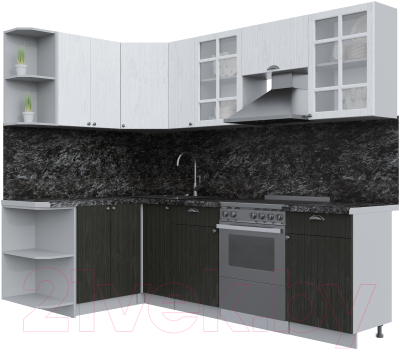 Кухонный гарнитур Интерлиния Берес 1.5x2.5 левая (дуб английский/дуб полярный/кастилло темный) - фото