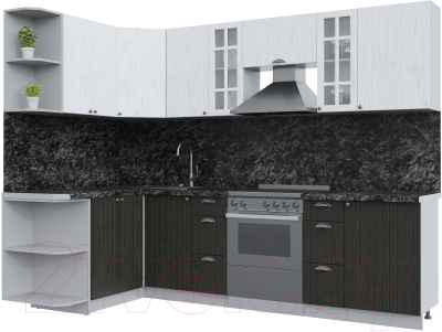 Кухонный гарнитур Интерлиния Берес 1.5x2.7 левая (дуб английский/дуб полярный/кастилло темный) - фото