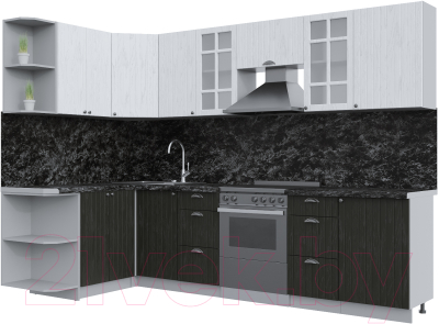 Кухонный гарнитур Интерлиния Берес 1.5x2.9 левая (дуб английский/дуб полярный/кастилло темный) - фото