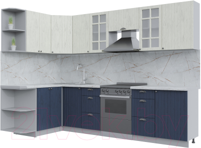 Кухонный гарнитур Интерлиния Берес 1.5x2.9 левая (дуб снежный/дуб королевский/серый каспий) - фото