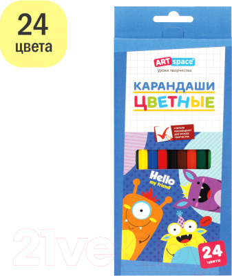 Набор цветных карандашей ArtSpace Монстрики / CP_41032