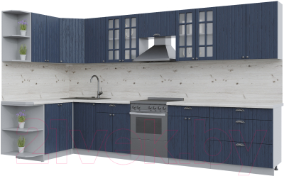 Кухонный гарнитур Интерлиния Берес 1.5x3.6 левая (дуб королевский/бискайская сосна) - фото