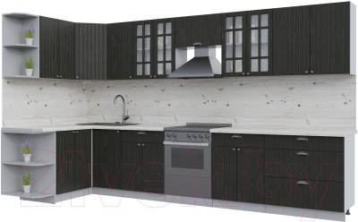 Кухонный гарнитур Интерлиния Берес 1.5x3.6 левая (дуб английский/бискайская сосна) - фото