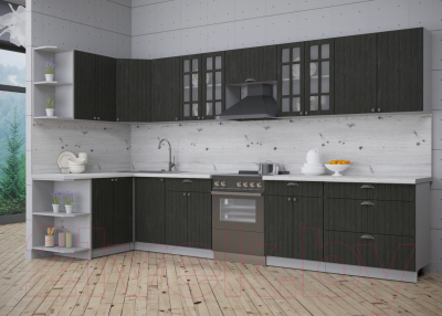 Кухонный гарнитур Интерлиния Берес 1.5x3.6 левая (дуб английский/бискайская сосна)