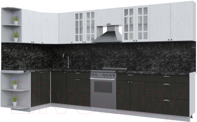 Кухонный гарнитур Интерлиния Берес 1.5x3.6 левая (дуб английский/дуб полярный/кастилло темный) - фото