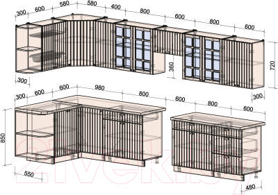 Готовая кухня Интерлиния Берес 1.5x3.8 левая