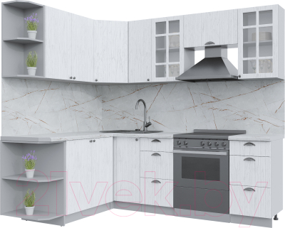Кухонный гарнитур Интерлиния Берес 1.7x2.3 левая (дуб полярный/серый каспий) - фото