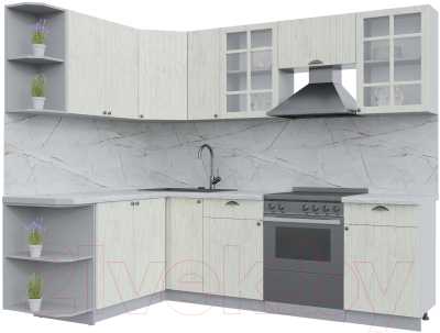 Кухонный гарнитур Интерлиния Берес 1.7x2.5 левая (дуб снежный/серый каспий) - фото
