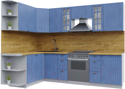 Кухонный гарнитур Интерлиния Берес 1.7x2.7 левая (дуб лазурный/дуб бунратти) - фото