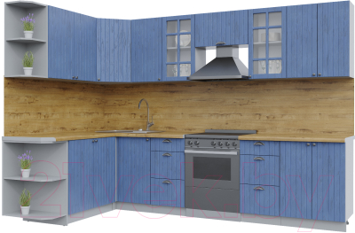 Кухонный гарнитур Интерлиния Берес 1.7x3.0 левая (дуб лазурный/дуб бунратти) - фото