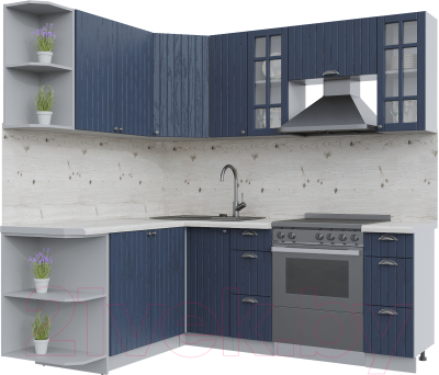 Кухонный гарнитур Интерлиния Берес 1.7x2.1 левая (дуб королевский/бискайская сосна) - фото