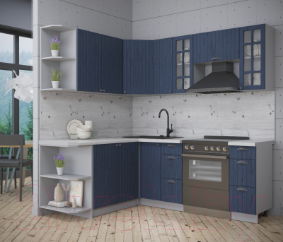 Кухонный гарнитур Интерлиния Берес 1.7x2.1 левая (дуб королевский/бискайская сосна)