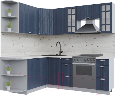 Кухонный гарнитур Интерлиния Берес 1.7x2.2 левая (дуб королевский/бискайская сосна) - фото