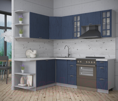 Кухонный гарнитур Интерлиния Берес 1.7x2.2 левая (дуб королевский/бискайская сосна)