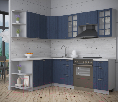 Кухонный гарнитур Интерлиния Берес 1.7x2.3 левая (дуб королевский/бискайская сосна)