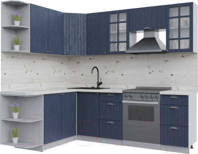 Кухонный гарнитур Интерлиния Берес 1.7x2.4 левая (дуб королевский/бискайская сосна) - фото