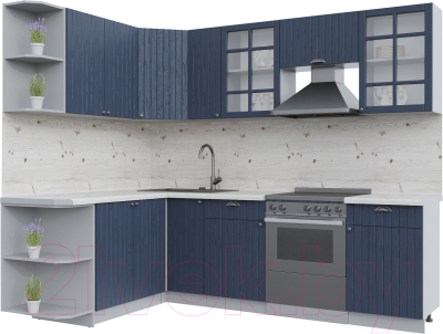 Кухонный гарнитур Интерлиния Берес 1.7x2.5 левая (дуб королевский/бискайская сосна) - фото