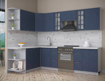 Кухонный гарнитур Интерлиния Берес 1.7x2.7 левая (дуб королевский/бискайская сосна)