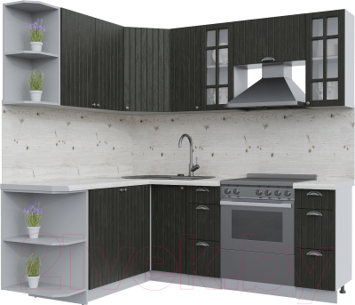 Кухонный гарнитур Интерлиния Берес 1.7x2.1 левая (дуб английский/бискайская сосна) - фото