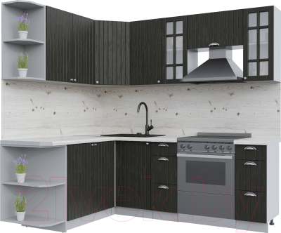 Кухонный гарнитур Интерлиния Берес 1.7x2.2 левая (дуб английский/бискайская сосна) - фото