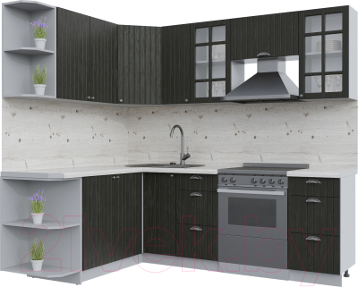 Кухонный гарнитур Интерлиния Берес 1.7x2.3 левая (дуб английский/бискайская сосна) - фото