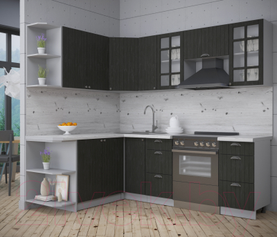 Кухонный гарнитур Интерлиния Берес 1.7x2.3 левая (дуб английский/бискайская сосна)