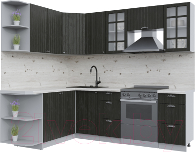 Кухонный гарнитур Интерлиния Берес 1.7x2.4 левая (дуб английский/бискайская сосна) - фото