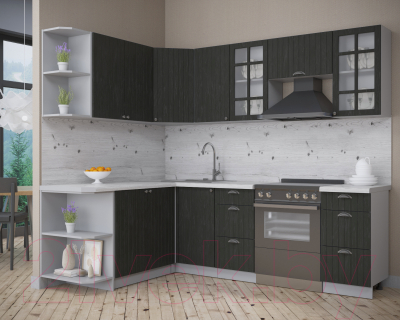 Кухонный гарнитур Интерлиния Берес 1.7x2.4 левая (дуб английский/бискайская сосна)