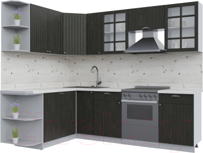 Кухонный гарнитур Интерлиния Берес 1.7x2.5 левая (дуб английский/бискайская сосна) - фото