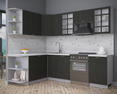 Кухонный гарнитур Интерлиния Берес 1.7x2.5 левая (дуб английский/бискайская сосна)