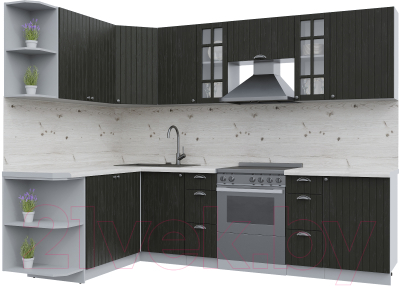 Кухонный гарнитур Интерлиния Берес 1.7x2.7 левая (дуб английский/бискайская сосна) - фото