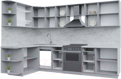 Кухонный гарнитур Интерлиния Берес 1.7x3.0 левая (дуб английский/бискайская сосна)