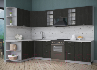 Кухонный гарнитур Интерлиния Берес 1.7x3.0 левая (дуб английский/бискайская сосна)