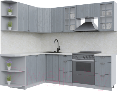 Кухонный гарнитур Интерлиния Берес 1.7x2.4 левая (дуб серый/опал светлый) - фото