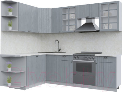 Кухонный гарнитур Интерлиния Берес 1.7x2.5 левая (дуб серый/опал светлый) - фото